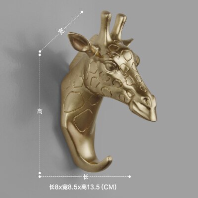 Rural style Resin Gold Animal Head Clothes Hanging Coat Towels Hooks Hanger Decorative Wall Hooks: Light Grey