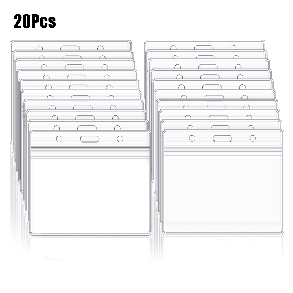 10-30Pcs Horizontal ID Card Badge Holder Waterproof Clear Card Sleeve Case Cover ID Card Protector Pouch with Resealable Zip: light green