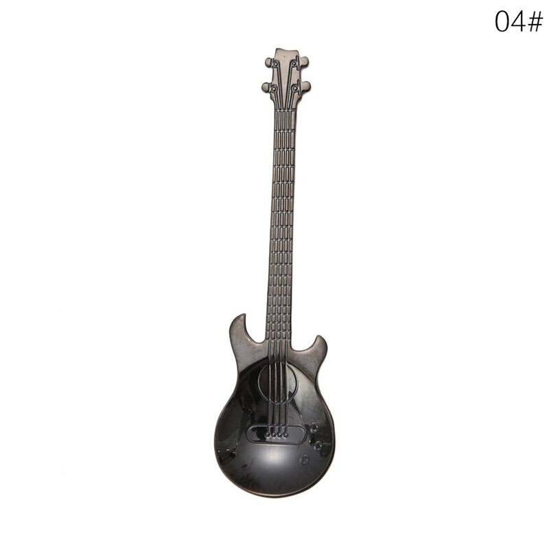 Aisaward 1 pièces acier inoxydable dessin animé ours guitare cuillère créative lait café cuillère crème glacée thé cuillère vaisselle accessoires: black guitar