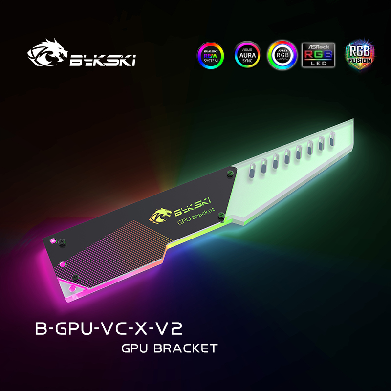Bykski Video Card Holder, GPU Bracket 5V 3Pin 254mm, Support ASUS/GIGABYTE/MSI/AsRock AURA SYNC, B-GPU-VC-X-V2