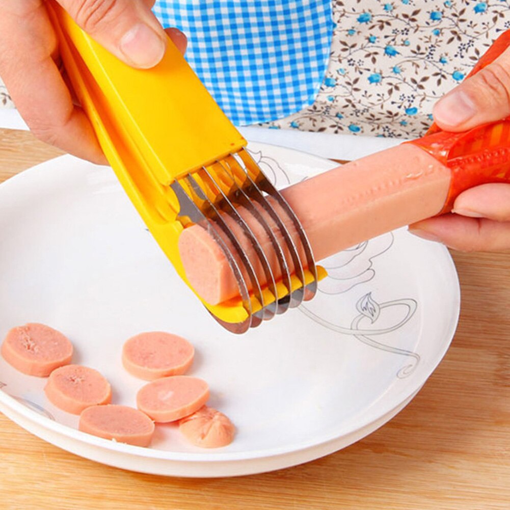 Practical Stainless Steel Home Kitchen Tool Restaurant Banana Slicer Easy Clean Cutter Fruit Vegetable Dishwasher Safe Handheld