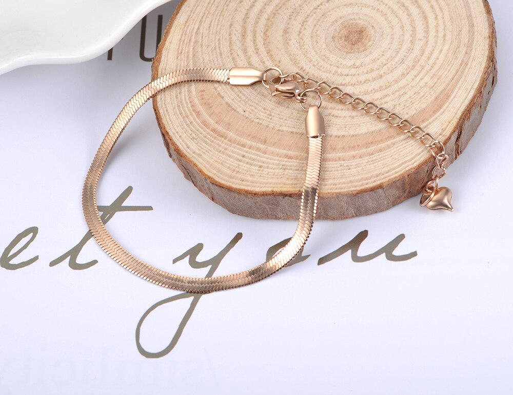 JeeMango Neue Edelstahl Schlange Kette Dünne Armbänder Armreifen Gold Farbe Jubiläum Chirstmas Für Frauen JB18075