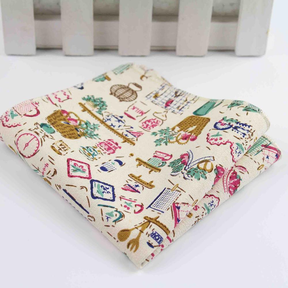 Männer Jahrgang Stil Baumwolle Leinen Taschentuch Blumen- gestreift Karte Flagge Tasche Platz 22*22cm Taschentücher Handtuch Lässig: 39