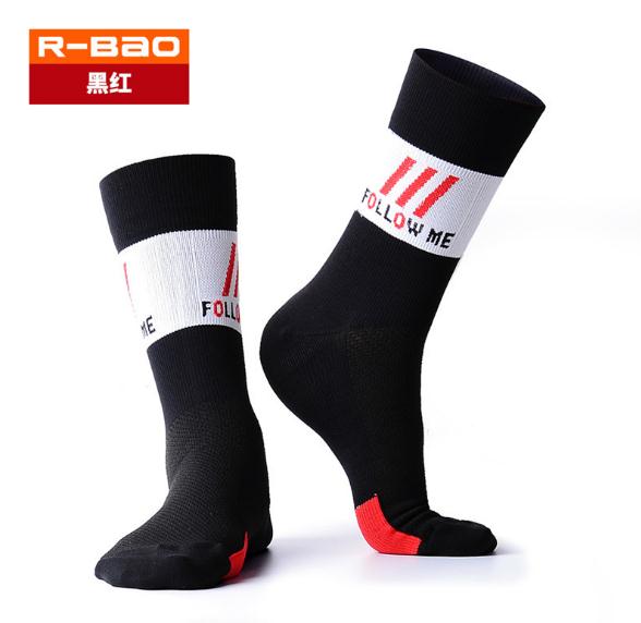 Calcetines deportivos de nailon para hombre, medias de ciclismo para exteriores, senderismo, Maratón, R-BAO/RB7809, 3 par/lote: Black with red