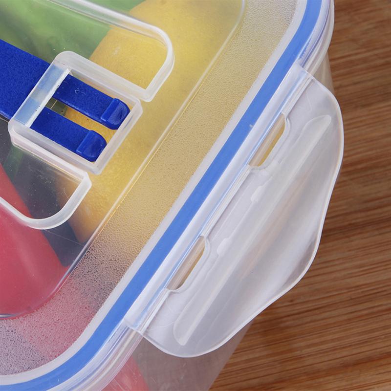 Portable Rectangular Sealed Box Container Food Fresh Keeping Single Layer Box Kitchen Storage Box With Handle