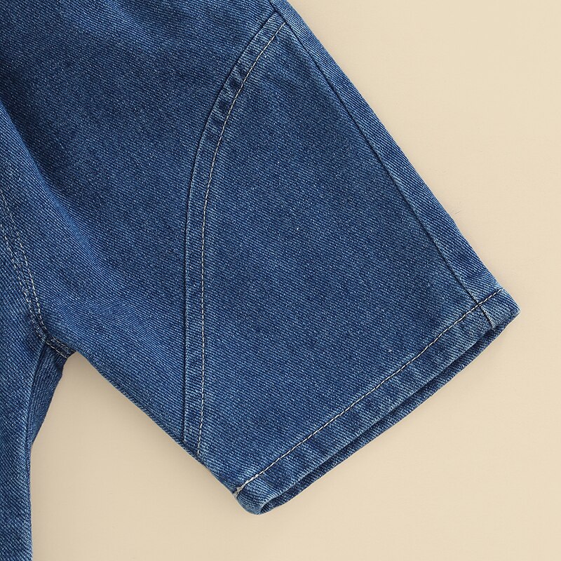 Fashionable Little Boy Shorts, Elastic Waist Solid Color Denim Shorts with Pockets for Summer Spring Summer, 18Months-6Years