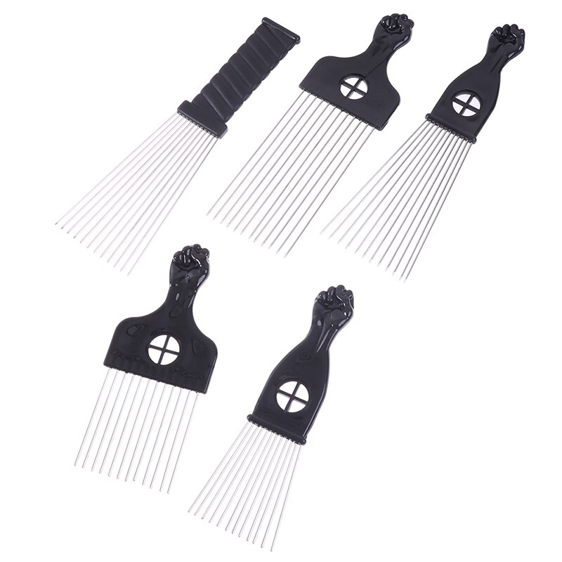 1PC Black Fist Afro Metal Comb African Hair Pik Comb Brush Salon Hairdressing Hairstyle Styling Tool Hair Accessories