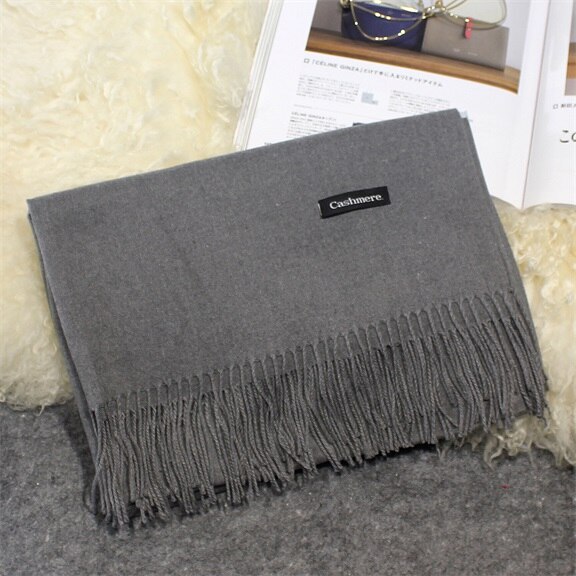 Hot Camelo Cachecol Pashmina Cachecol de Caxemira Envoltório Xaile Xaile do Inverno do Lenço das Mulheres Lenços de Borla Longo NB01 Cobertor Cachecol de Alta Qualidade: drak gray
