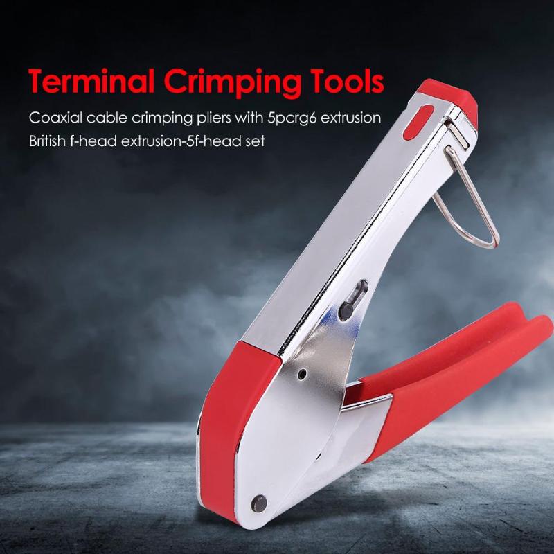 Stripping Terminal Connector Compression Tool For RG6 F Fitting Coaxial Cable Crimper Striper Wire Stripping Pliers Kit