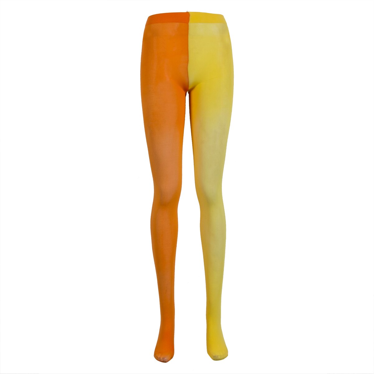 Vrouwen Patchwork Twee Kleuraanpassing Panty Stretchy Panty Dames Kousen Elastische Lange Panty: Orange Yellow