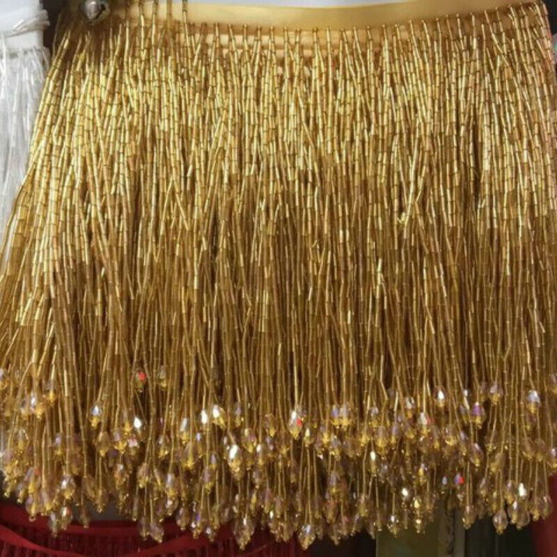 1 Yard Bling Sparkle Kralen Fringe Trim 15 cm Charm Kwastje Fringe Zware Kralen Glazen Buis trimmen DIY Jurk kostuum: S / Lavendel