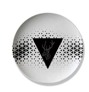 Plato colgante de ciervo, Plato decorativo de cerámica para comedor, mural de pared de habitación, sala de estar artesanal para decoración, placa de porcelana personalizada: B8inches