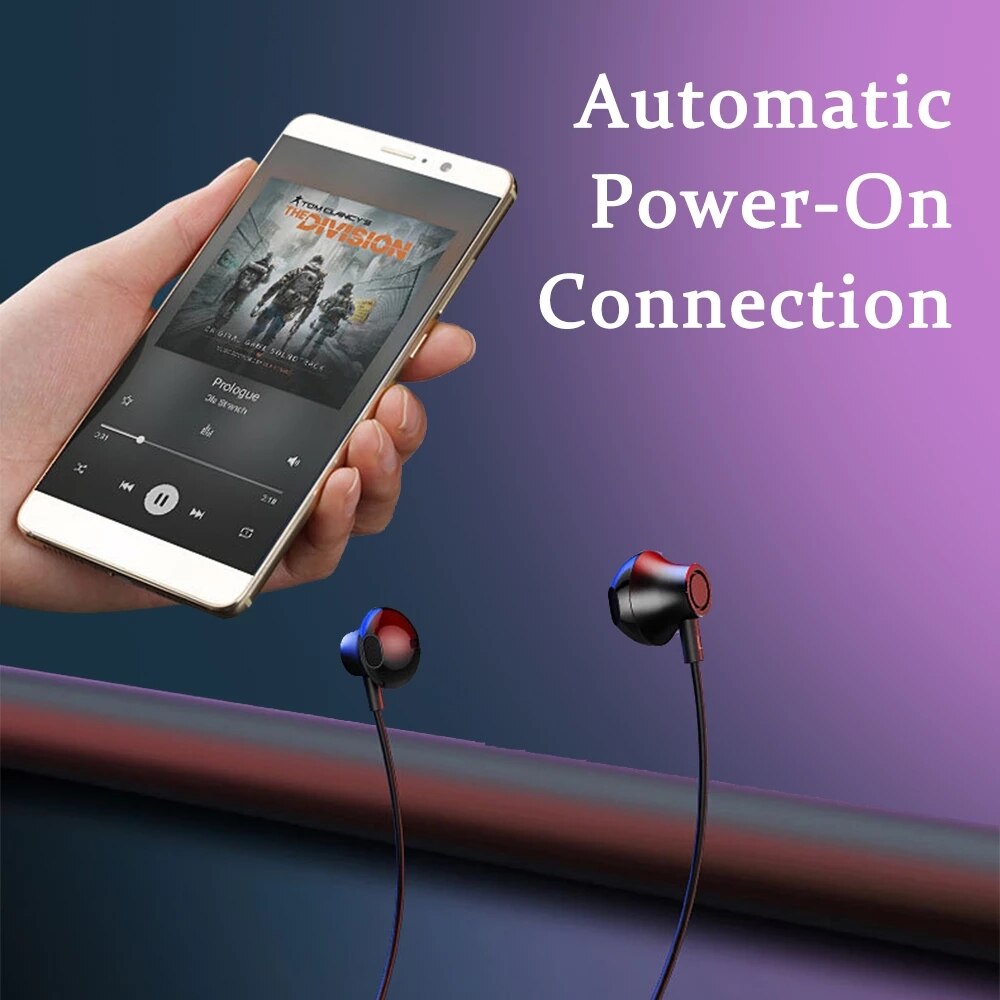 Magnetyczny bezprzewodowy zestaw słuchawkowy Bluetooth 5.0 z pałąkiem na kark stereofoniczny zestaw słuchawkowy dla aktywnych zestaw głośnomówiący z słuchawkami słuchawki z mikrofonem dla wszystkich telefonów