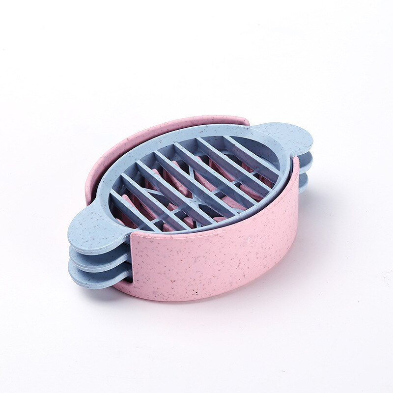 Multifunktionale Ei Cutter Ei Kochen Werkzeug Weizen Stroh Einfache Ei Teiler Ei Schneider Kreative bilden Cutteres Küche Werkzeuge: Rosa Blau