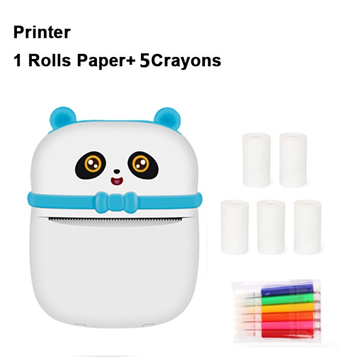 Portable MINI Printer Thermal Print Photo Pocket Thermal Label Printer 58mm Printing Wireless Bluetooth Android IOS Printers: blue-5