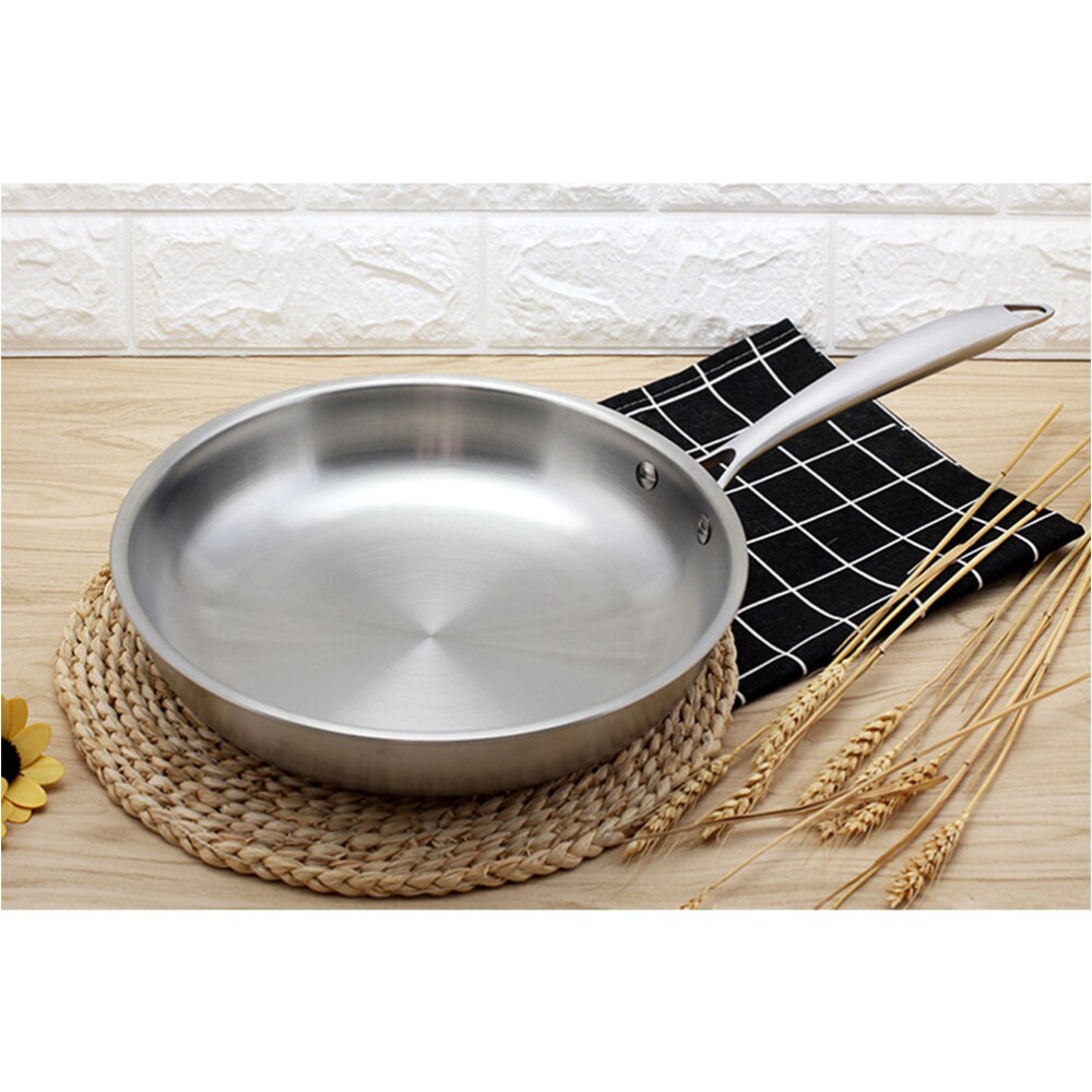 28CM Stainless Steel Frying Pan Uncoated Non-Stick Skillet Pan Cookware Kitchen Accessories Cooking Tools Utensil Without Lid