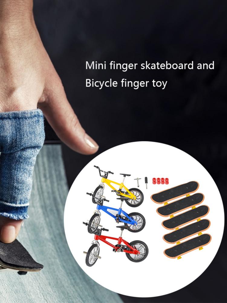 1 Set Mini Finger Skateboards And Bikes Set Finger Toys Fingerboards With Replacement Wheels Tools For Children