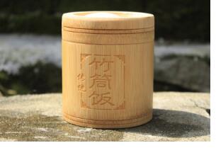 Original ekologiskt bambu rör ris bambu rör med lock vertikalt bambu rör naturligt bambu bambu ångat ris fat: Höjd 11cm dia 9cm