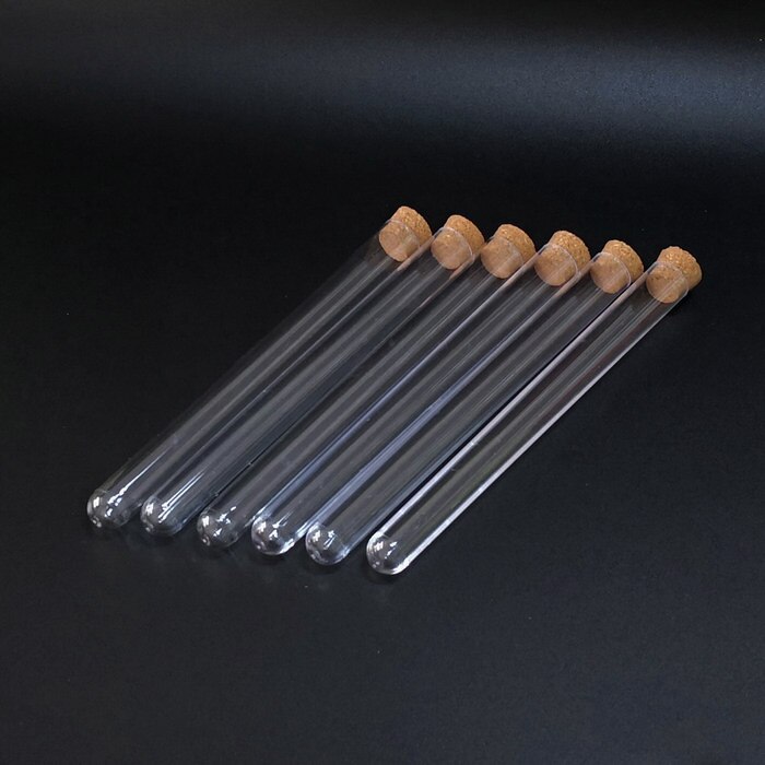 20pcs/pack 15x150mm plastic test tube with cork, U-shape Bottom Wooden Cap Container for school laboratory