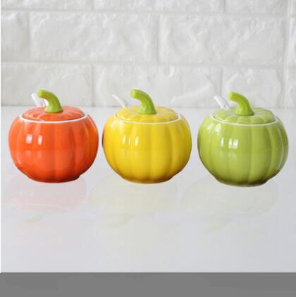 3 Stks/set Keramische Kruiden Pompoen Fles Met Lade Kruiden Pot Combinatie Keuken Accessoires Home Decor Servies 08146: D