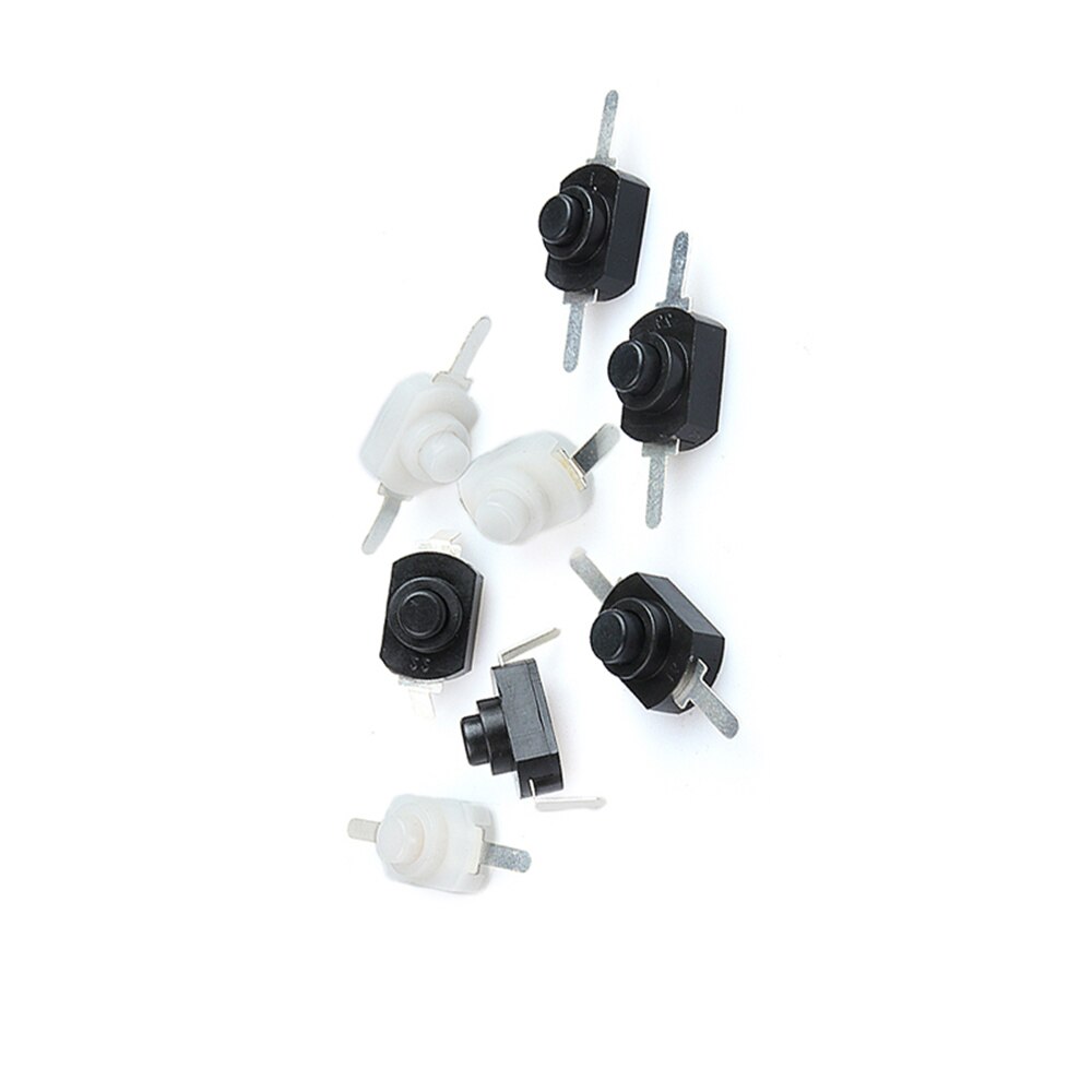 10 pçs/lote 1208yd 1288bm dc 30v 1a on off mini interruptor de botão para tocha elétrica preto branco auto travamento