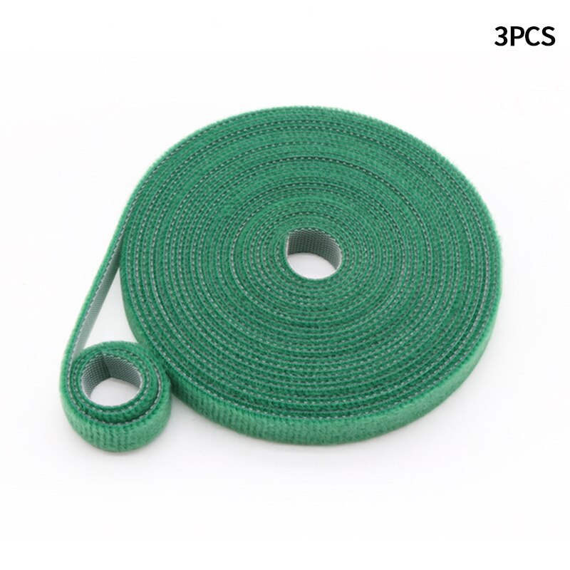Attaches pour plantes en Nylon, bande Velcro pour plantes de jardin, bande en forme de crochet, boucle de tige en bambou, accessoires de Support, 2m, 3 pièces: Green-10mm x 2m(3pc)