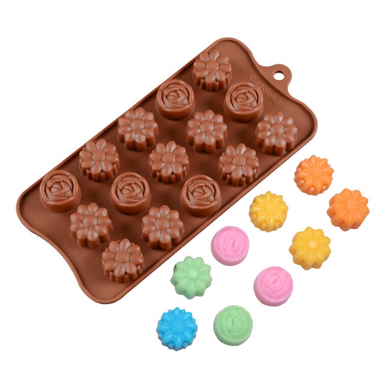 Silikolove utensilios para decoración de tortas con Fondant molde de silicona antiadherente Chocolate moldes pudín gelatina para hornear cocina Sugarcraft: 21 -Flower shape2