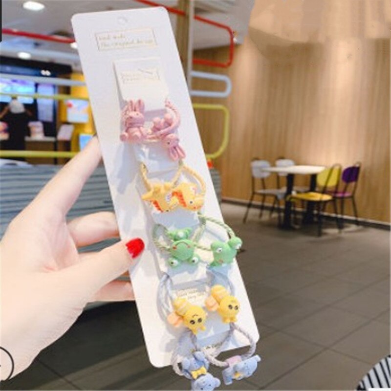 5PCS Lovely Flower Princess Headwear Baby Headdress Girls Hair Accessories Kids Elastic Hair Bands Children Hair Ropes: F