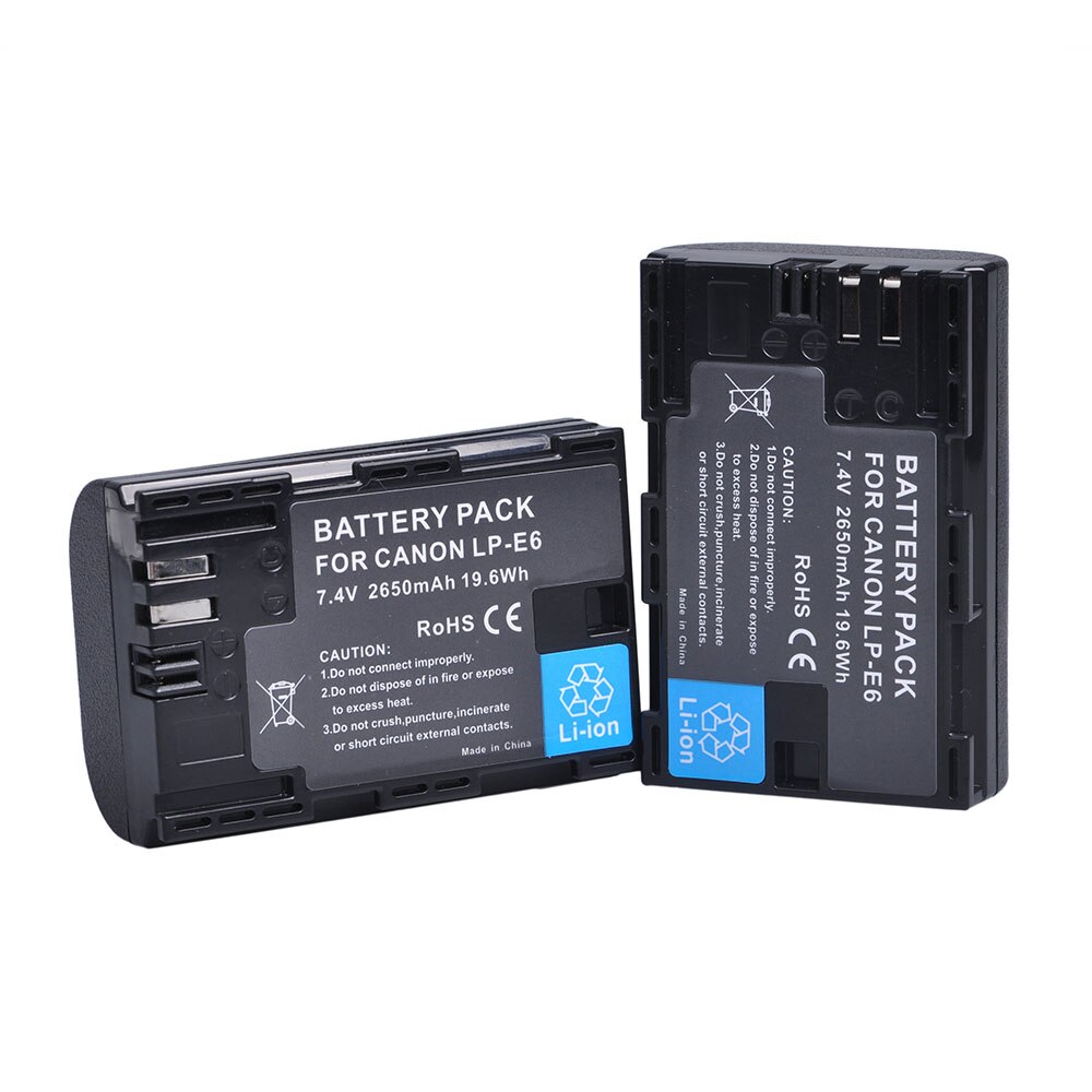 Durapro 2x 2000 mah lp -e6 lp-e6n lp  e6 kamera li-ion batteri + lcd snabbladdare för canon eos 5ds r 5d mark  ii 5d 6d 7d 80d