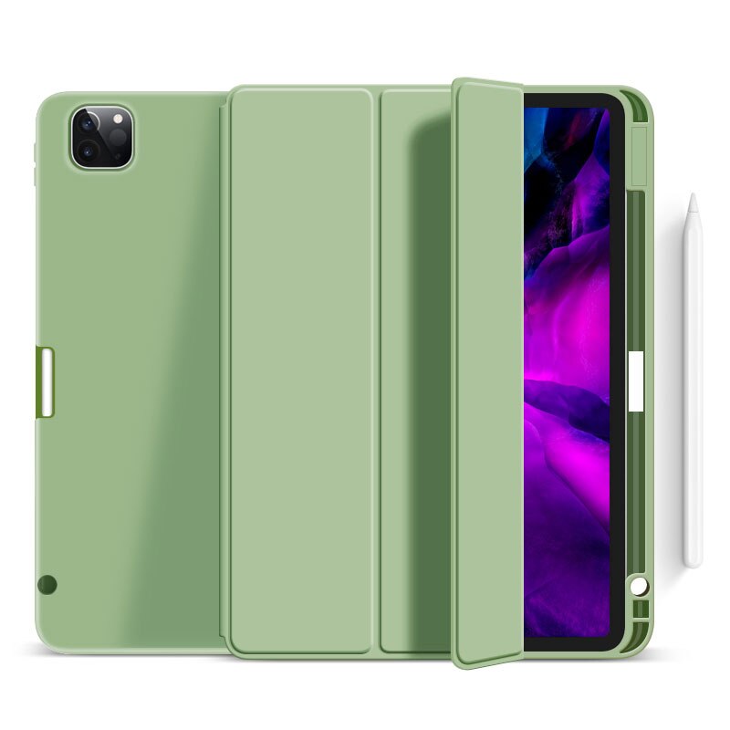Goojodoq hoesje voor ipad pro 11 & , ultradunne pu leren smart cover zachte funda voor ipad pro 11 inch 2nd generatie hoesje: Groente / Ipad pro 11