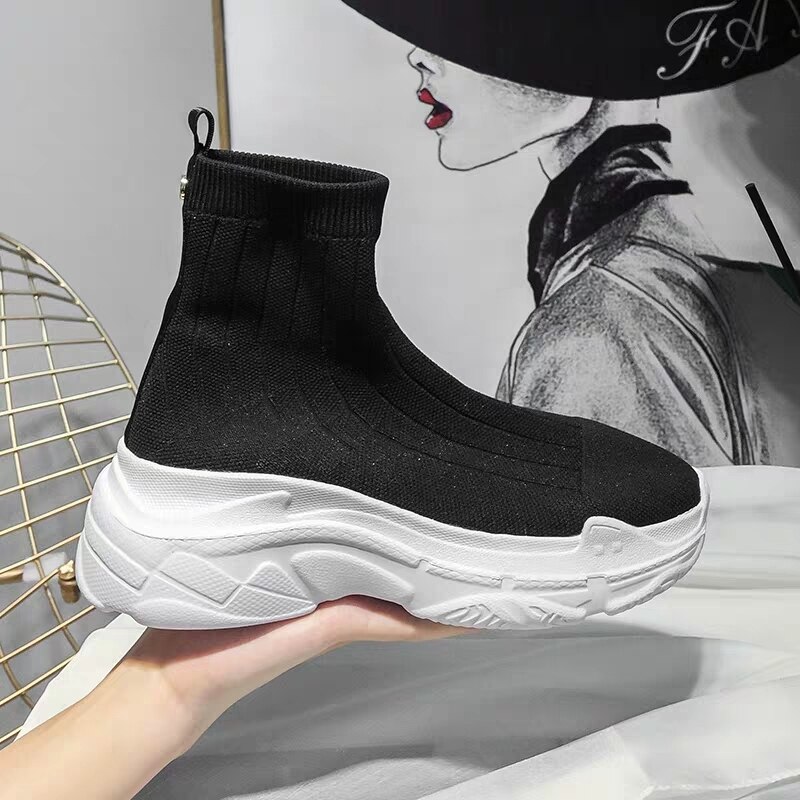 Socks Shoes Runner Heavy Sole Women Sneakers Speed Trainer Black White Glitter Trainers Casual Shoe