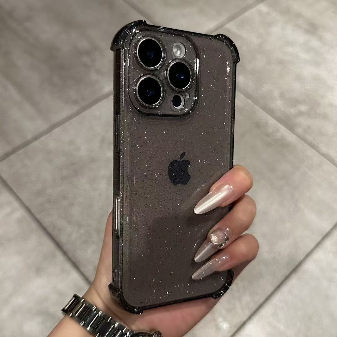 Glitter Bling Clear Case for iPhone 17 16 15 14 13 12 11 Pro Max XS X XR 16PLUS 17AIR 16E Silicone Soft Transparent Bumper Cover: black / iPhone XR