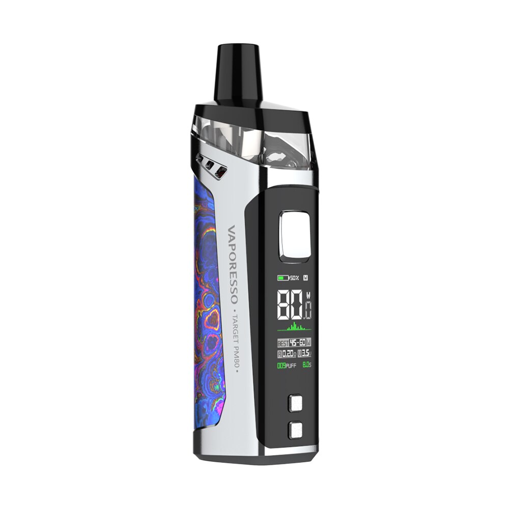 Newest Vaporesso TARGET PM80 Mod Pod Kit with 2000mAh Built-in Battery & 4ml Pod System E cig Vinci X/ Aegis Boost/ Pasito Kit: Silver Blue