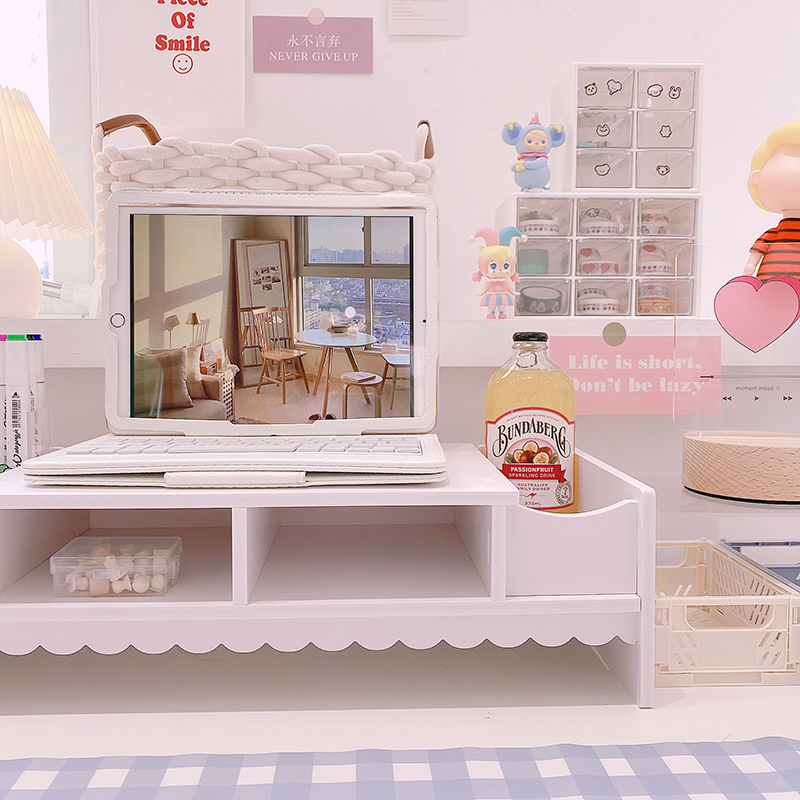 cute cartoon Wooden Desktop Cabinet Computer Shelf Home Office Supplies Desk Organizer Cabinet Clean Storage Shelves