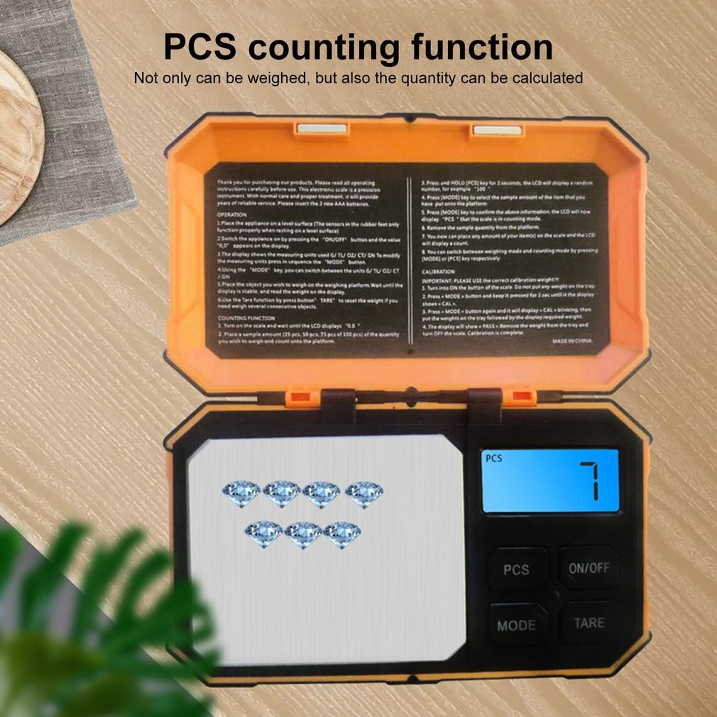 LCD Screen Flip Power-saving Jewelry Scale Electronic Scale High-precision Stainless Steel Scale Surface Scale