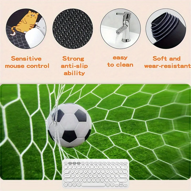 Football Themed Mouse Pad Anti-slip Rubber Base Desk Accessories Football Net Mat 40X90CM Pads Rectangular Shape Gaming Mousepad