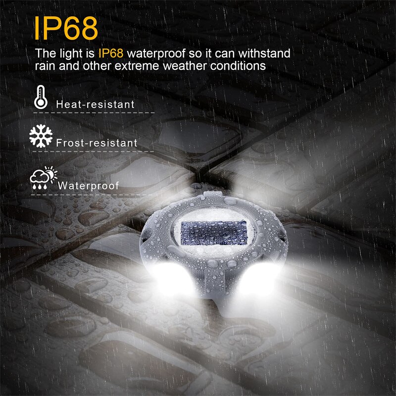 Solar Lights 4 Leds Outdoor House Ground IP68 Waterproof for Garden Decor Stair Pathway Road Stud Landscape LED Lamp 1PC