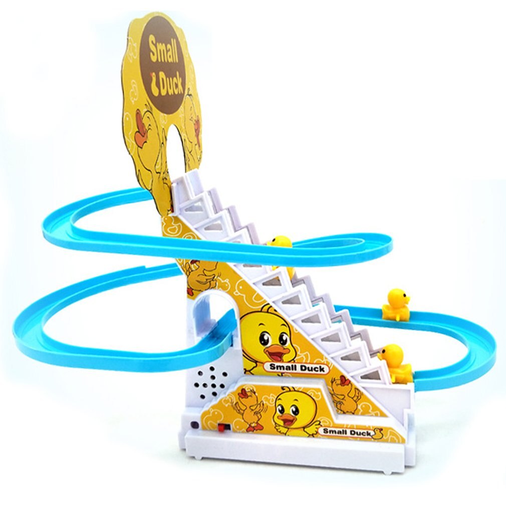 Children's toy diy rail track push toy little duck climbing stairs toy electric stairs music educational toy for children