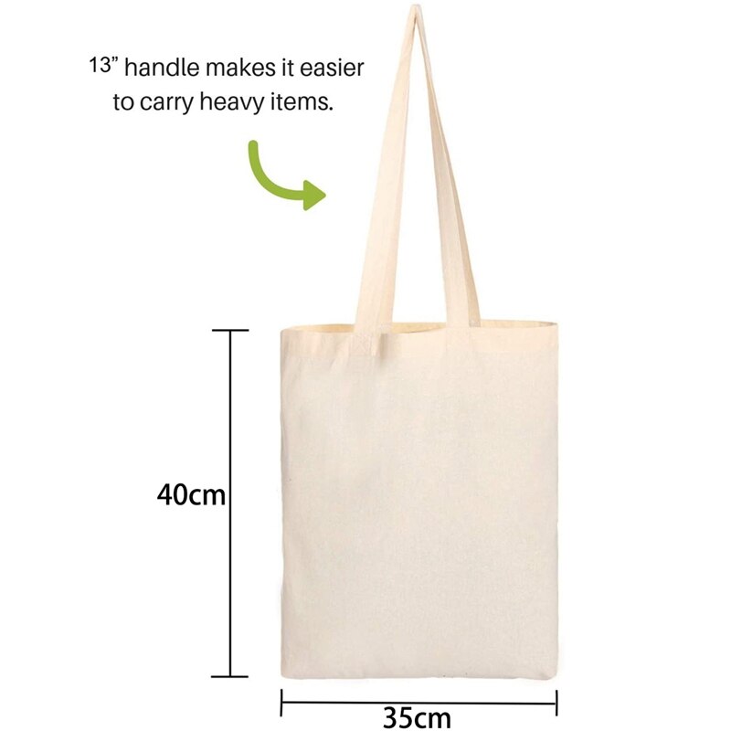 Canvas tassen 6- pack canvas tassen met een inhoud van 35 lbs, grote herbruikbare boodschappentassen van katoen, stevig, opvouwbaar en milieuvriendelijk