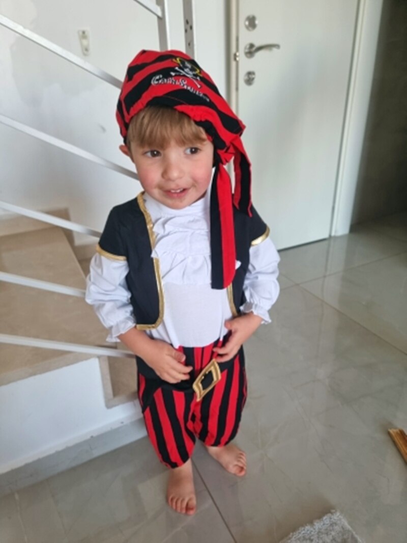 Pirate Captain Cosplay Kostuum Baby Peuter Jumpsuit Jongen Panty Kinderen Dag Fancy Halloween Open Broek Pak