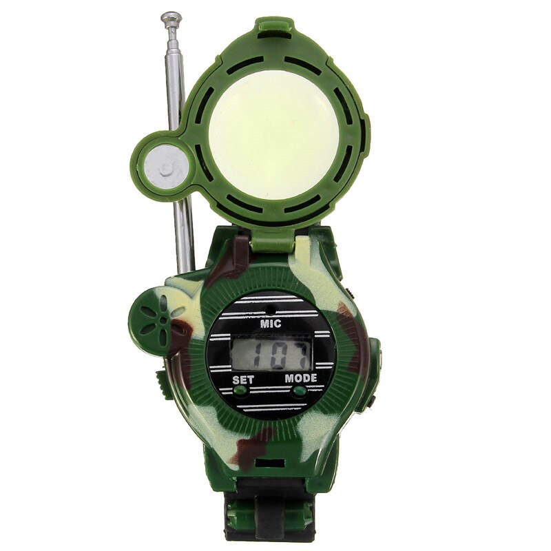 [Funny] 2Pcs/set Outdoor walkie camouflage interphone watch toy family play game electric intercom strong range clock toy