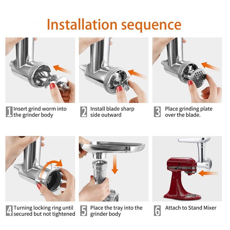 Accesorio para picadora de carne, embutidor de salchichas, accesorios para KitchenAid, mezclador de pie, picadora de carne de Metal para alimentos