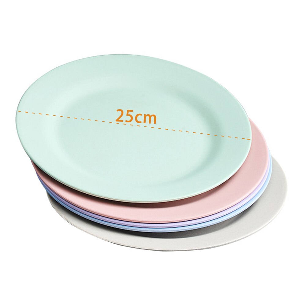 25cm Plates dinnerware Wheat Straw Plates Unbreakable Lightweight Dinner Plates Reusable plastic plate Set Set Dinner Plates