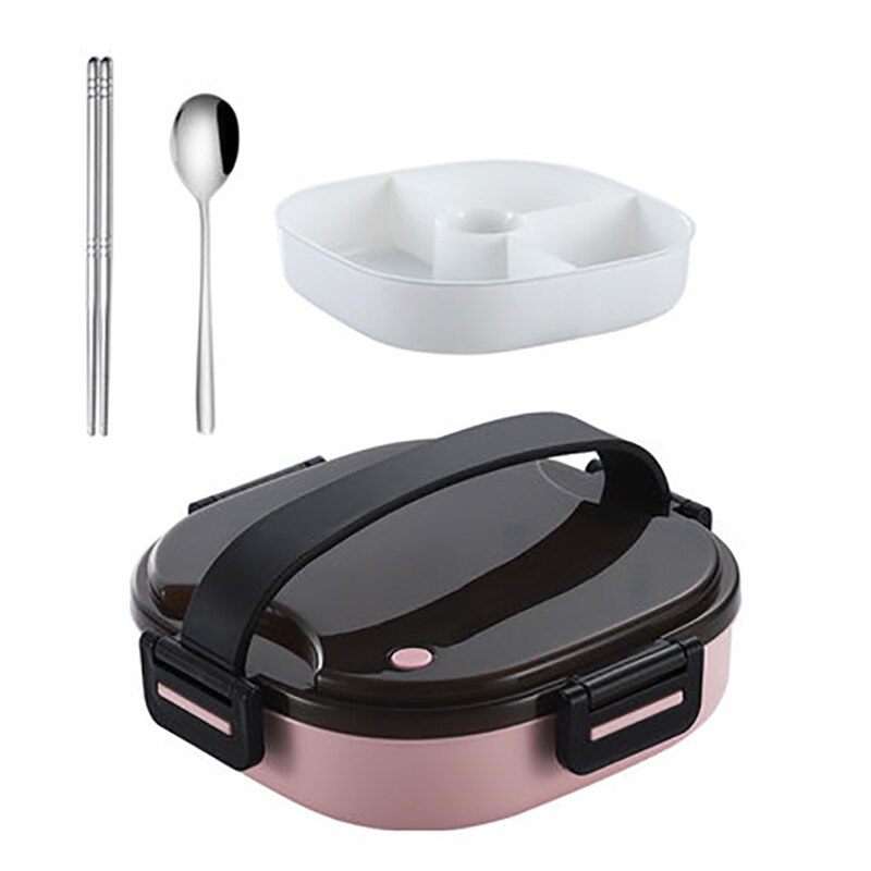 MICCK Stainless Steel Lunch Box For Kid Heated Lunch Box Kitchen Accessories Bento Box Meal Prep Food Container Storage: PinkB