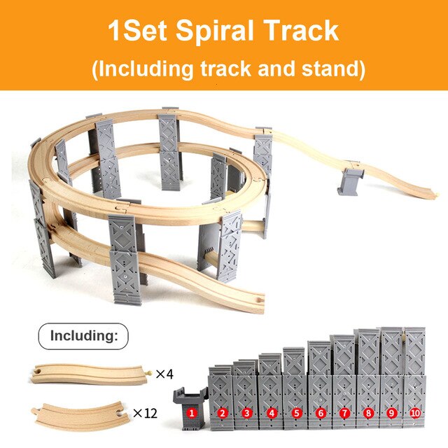 26PCS Houten Railway Tracks Accessoires Plastic Spiraal Houten Trein Tracks met Brug Pieren Educatief Speelgoed voor Kinderen: WHITE