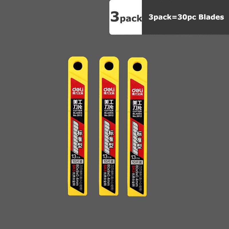 Deli Metal Utility Knife Pocket Knives Retractable Paper нож Unboxing Cutter Self-Locking 60 Sharp Angle Office Supplies: 3Pack Blade