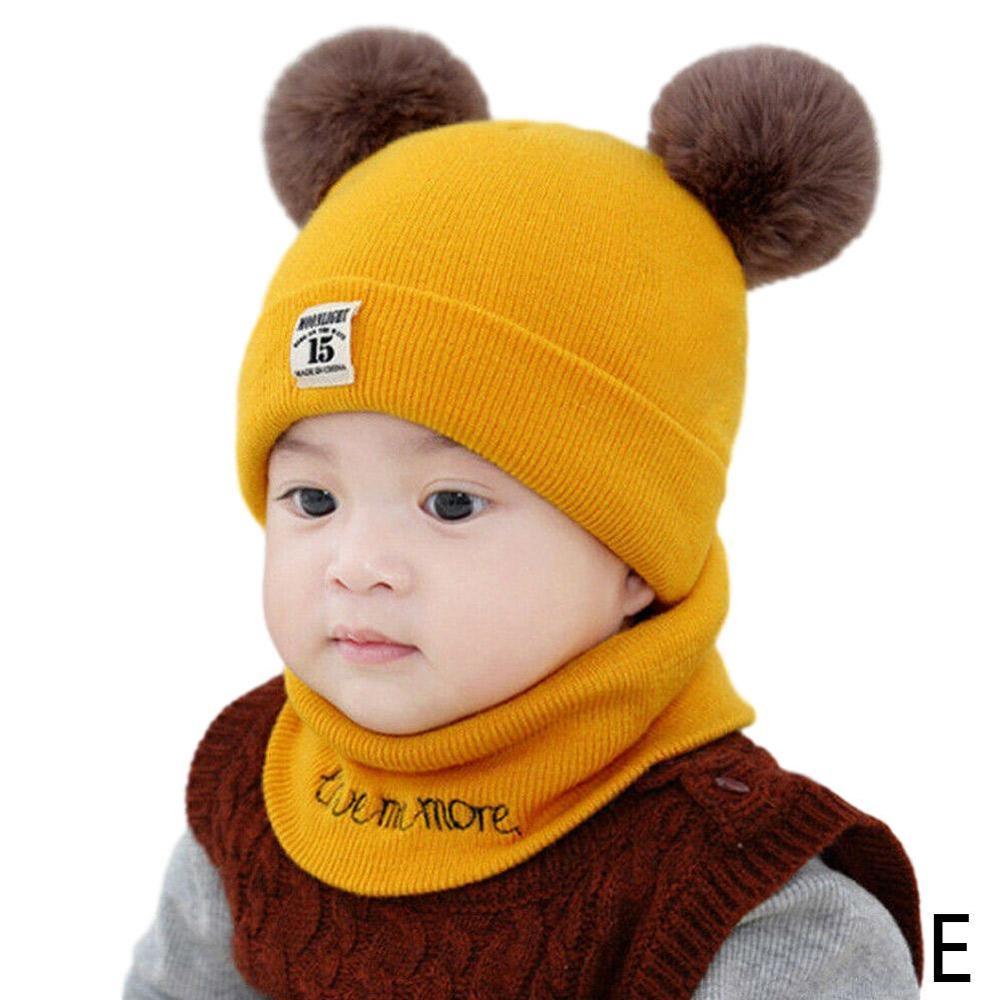 Helt nyfödd baby unge flicka pojke vinter varm stickad lurvig mössa varm solid söt pompom mössa söt boll  v7 d 7: E