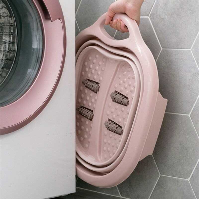 ¡Novedad! Bañera de pie para SPA, bañera para pies (con rodillos de masaje), bañera portátil plegable para masaje de pies