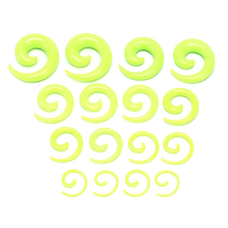 16 Stks/set Spiral Taper Flesh Tunnel Ear Brancard Expander Stretching Plug Slak: Green