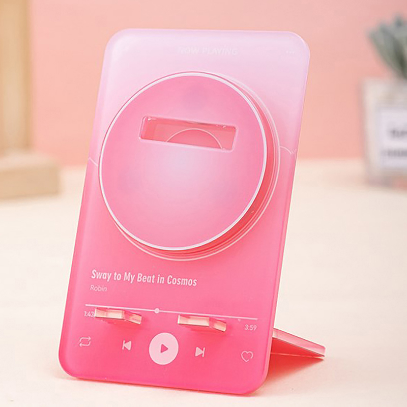 1Pc Color Music Player Acrylic Round Metal Badge Rotate Display Stand Manga Game Fans Souvenir Baji Guzi Holder Desktp Ornament: Red